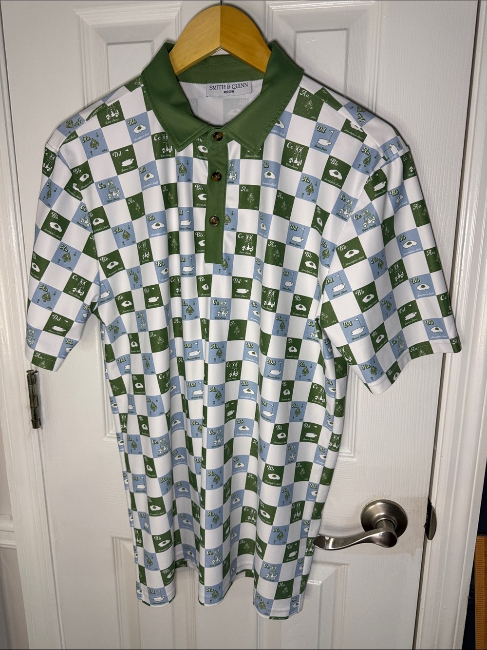 Smith & Quinn Green & Light Blue Checked Golf Polo 44
